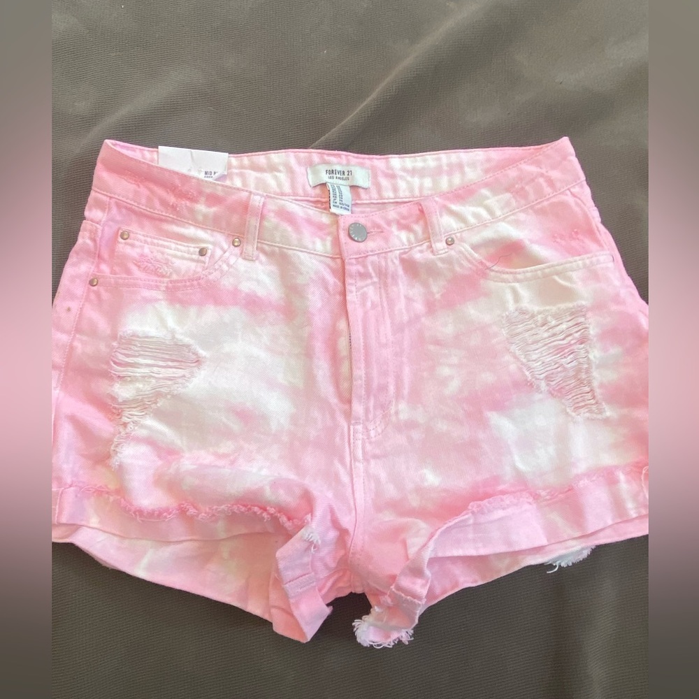 Forever 21 Pink Tie-Dye Jean Shorts